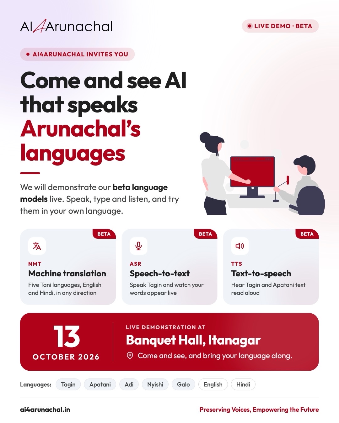 AI4Arunachal to demonstrate AI that speaks Arunachal's languages, live in Itanagar on 13 October